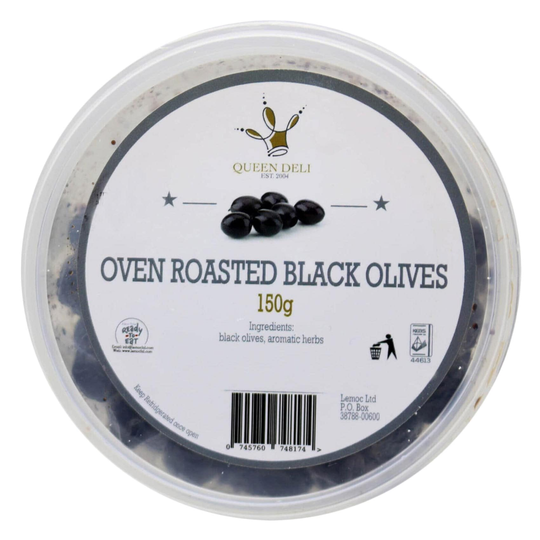 QUEEN DELI OVEN ROASTED BLACK OLIVES 150G